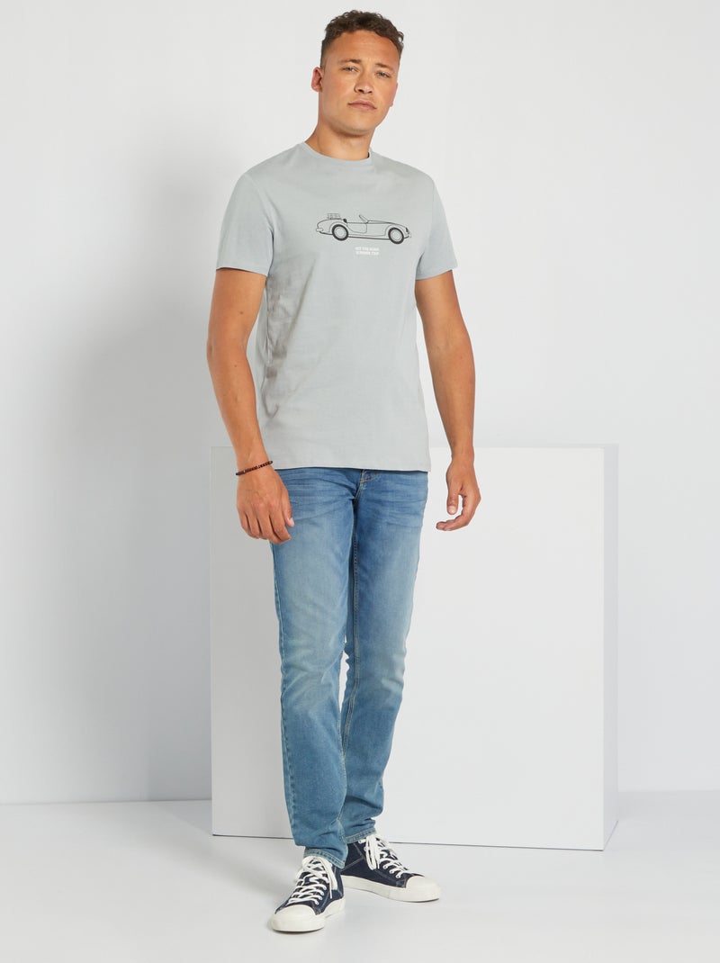 T-shirt em malha jersey com estampado AZUL - Kiabi