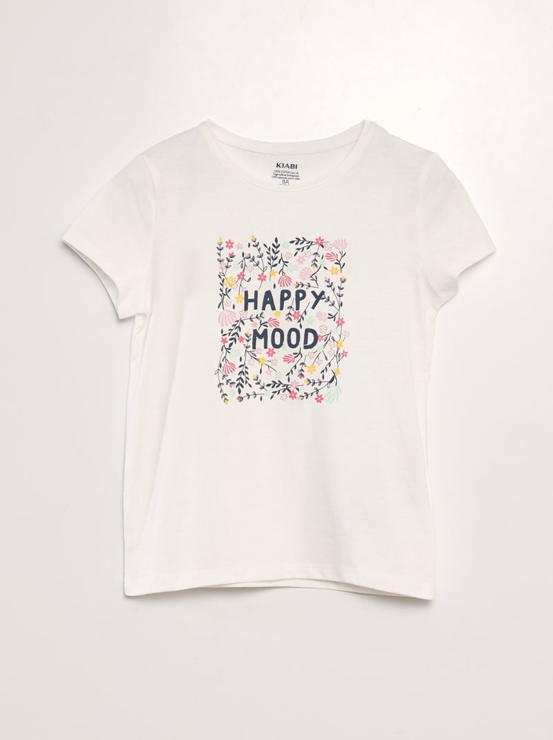 T-shirt em malha jersey com estampado BEGE - Kiabi
