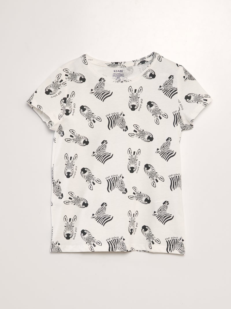 T-shirt em malha jersey com estampado BEGE - Kiabi