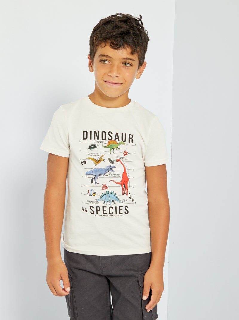 T-shirt em malha jersey com estampado BEGE - Kiabi