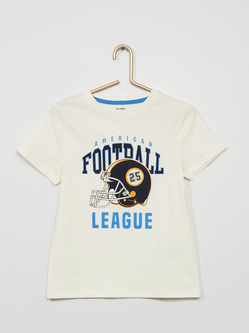 T-shirt em malha jersey com estampado BEGE - Kiabi