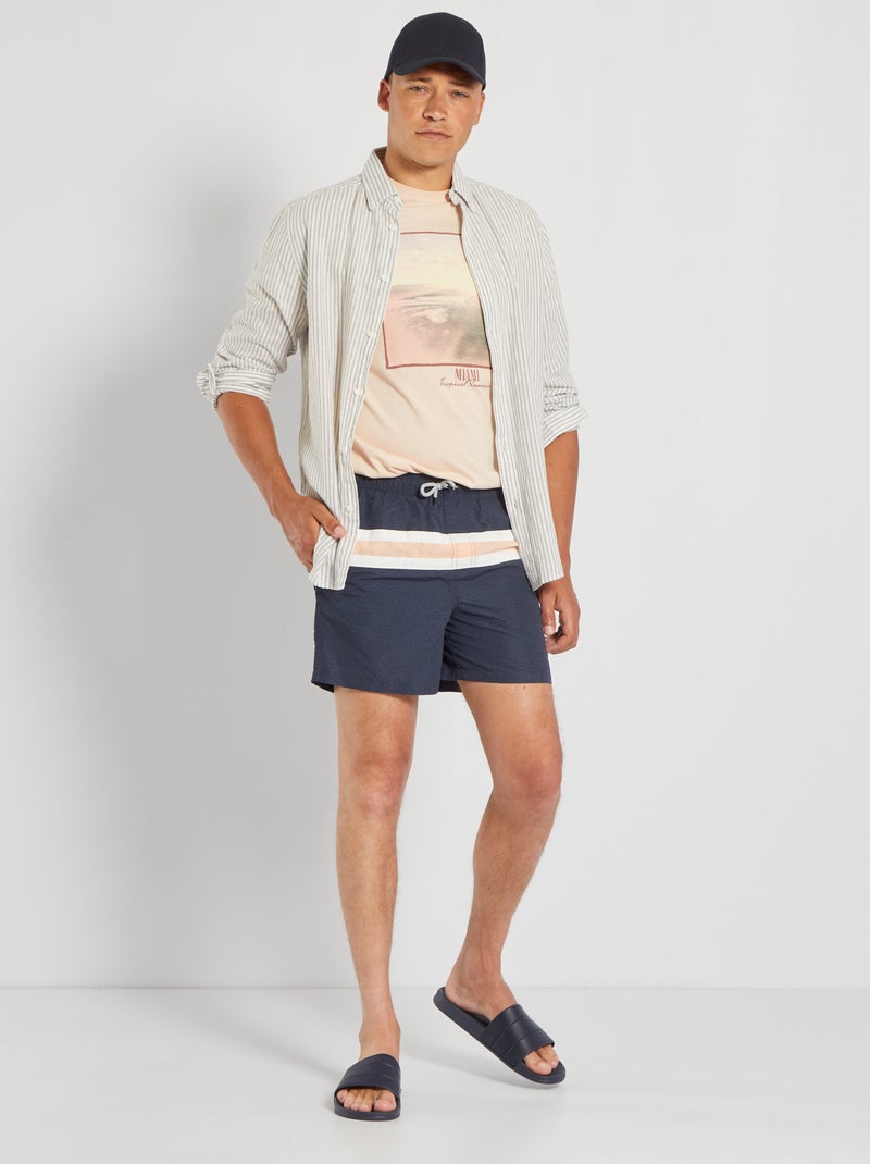 T-shirt em malha jersey com estampado BEGE - Kiabi