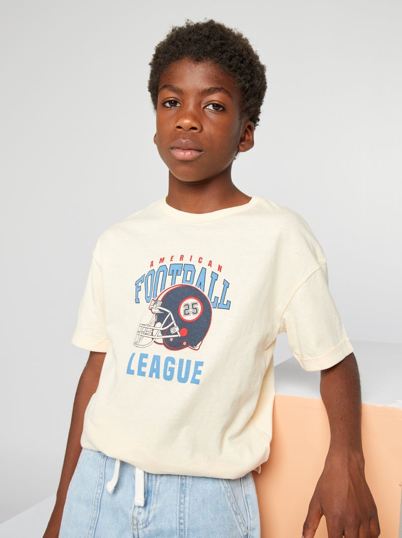 T-shirt em malha jersey com estampado BRANCO - Kiabi