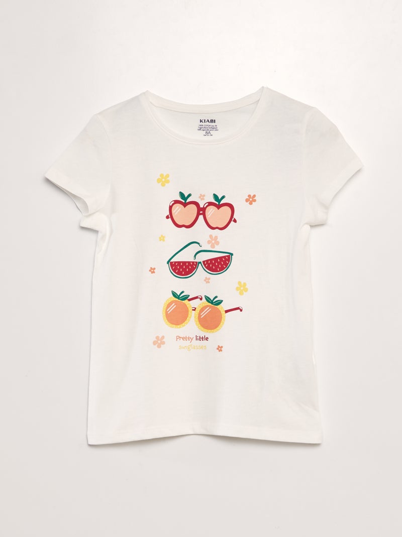 T-shirt em malha jersey com estampado BRANCO - Kiabi