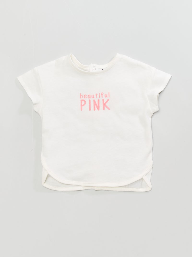 T-shirt em malha jersey com estampado BRANCO - Kiabi