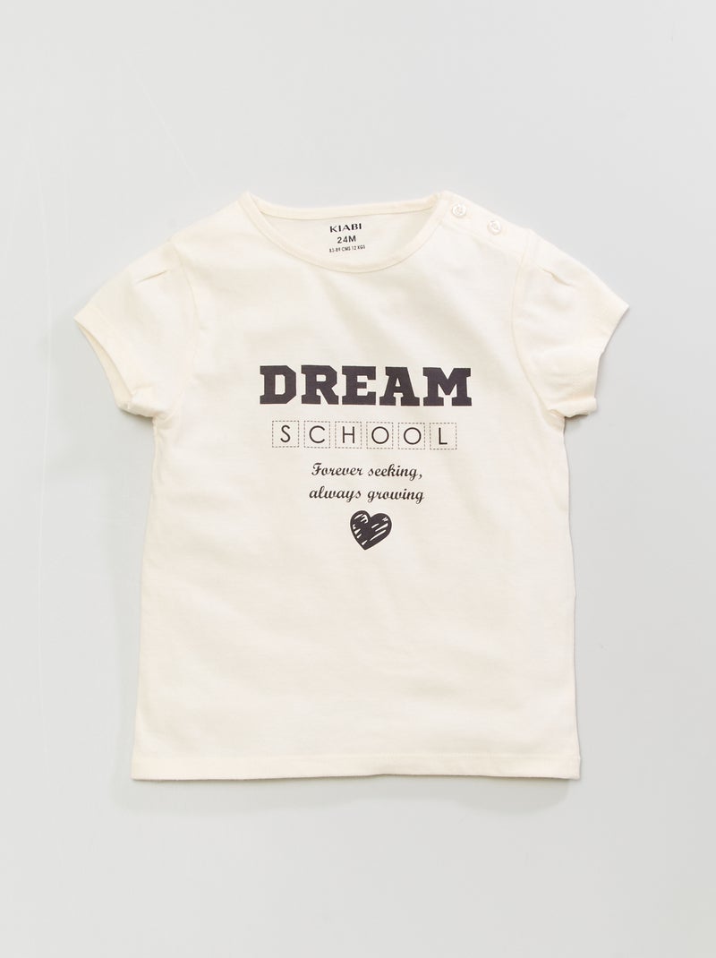 T-shirt em malha jersey com estampado BRANCO - Kiabi