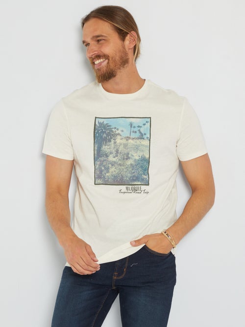 T-shirt em malha jersey com estampado - Kiabi