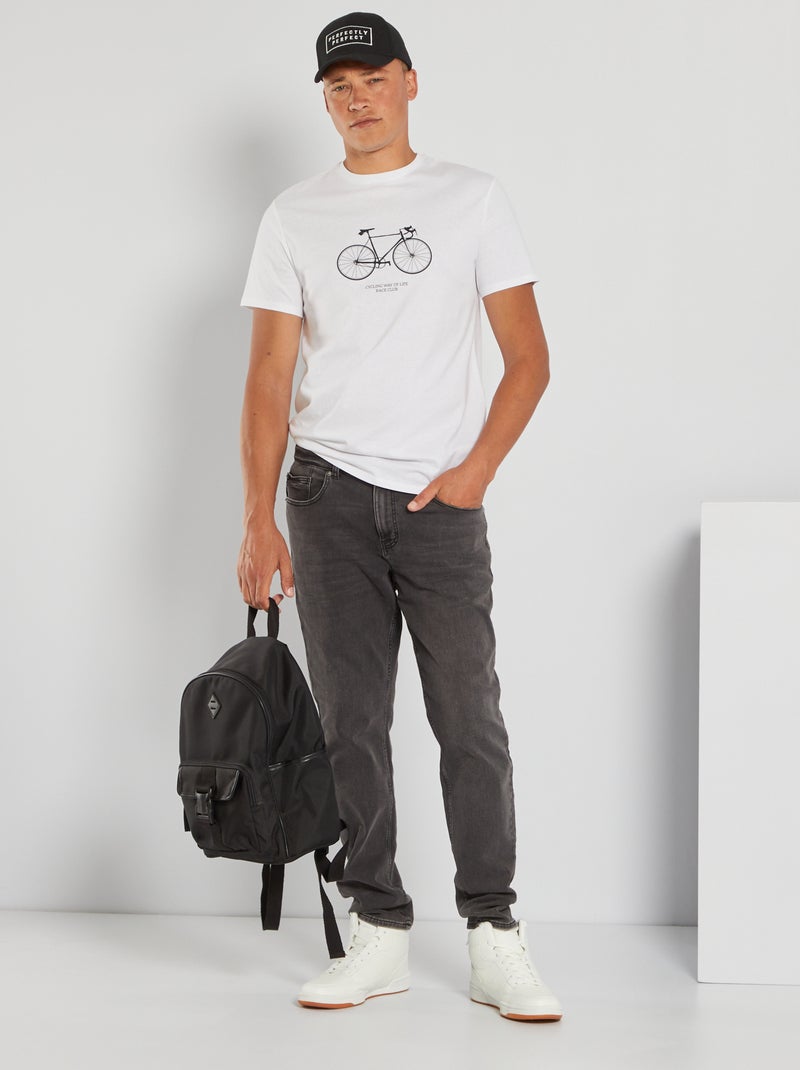T-shirt em malha jersey com estampado BRANCO - Kiabi