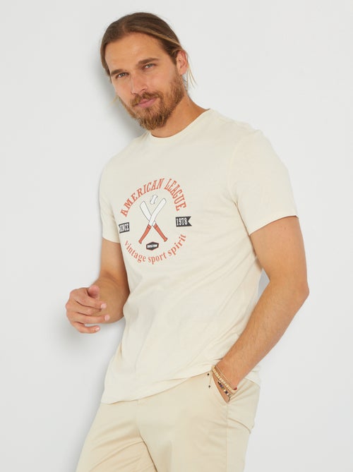 T-shirt em malha jersey com estampado - Kiabi