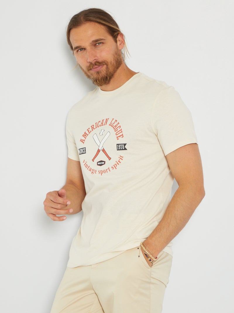 T-shirt em malha jersey com estampado BRANCO - Kiabi