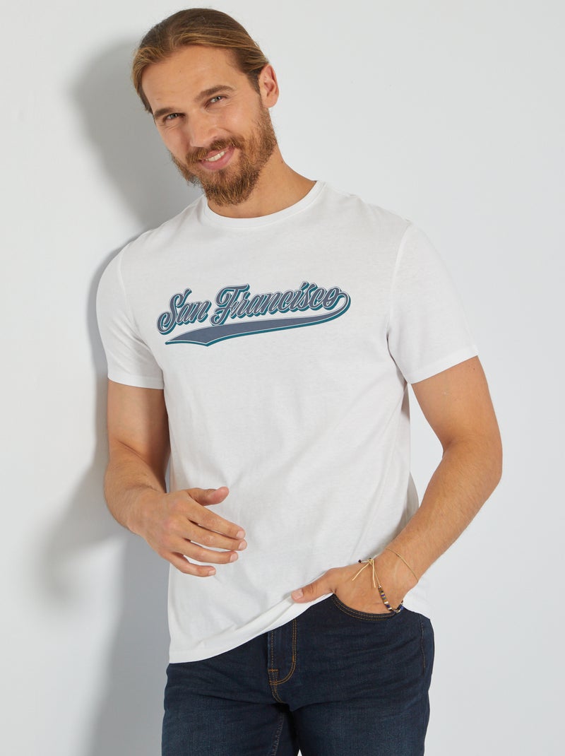 T-shirt em malha jersey com estampado BRANCO - Kiabi