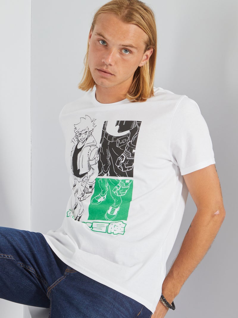T-shirt em malha jersey com estampado BRANCO - Kiabi