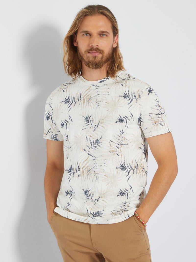 T-shirt em malha jersey com estampado BRANCO - Kiabi