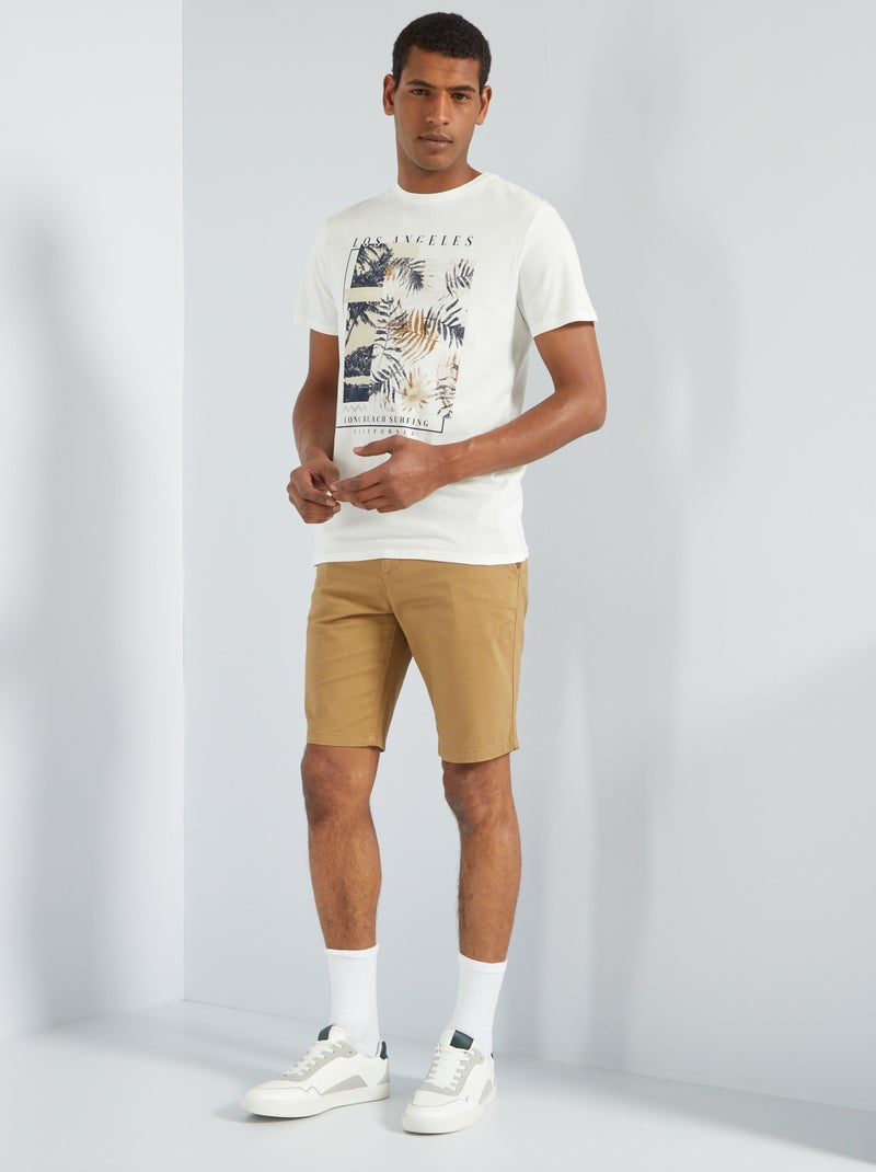T-shirt em malha jersey com estampado BRANCO - Kiabi
