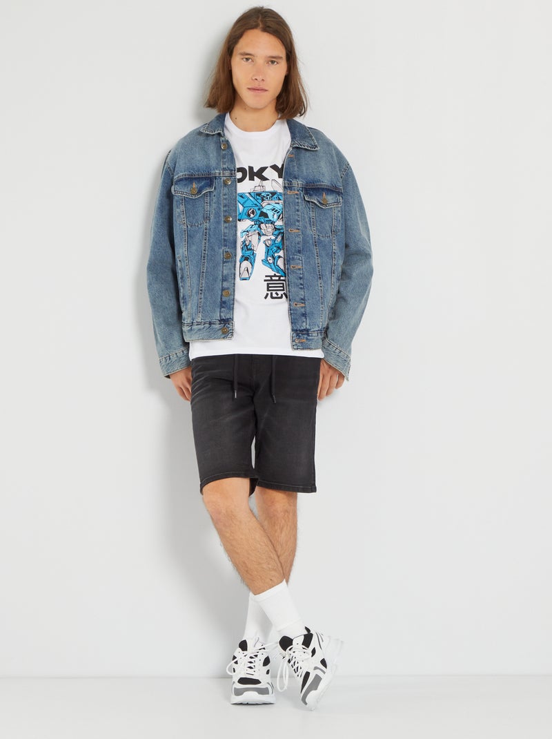 T-shirt em malha jersey com estampado Branco - Kiabi