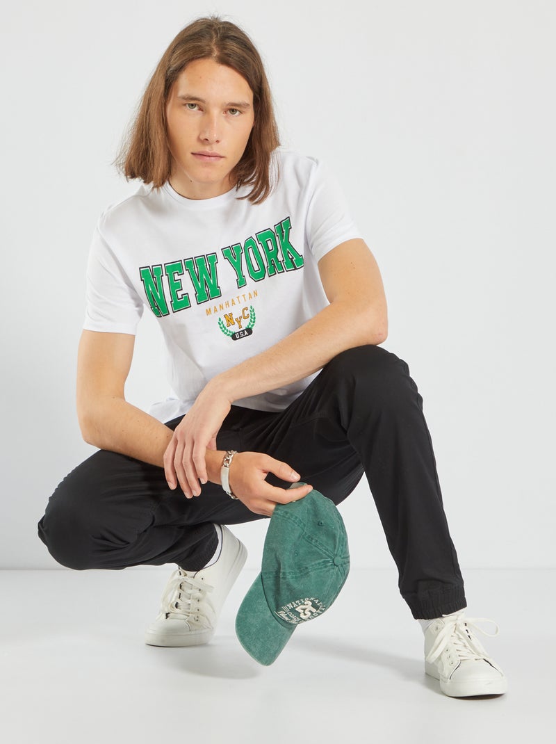 T-shirt em malha jersey com estampado Branco - Kiabi