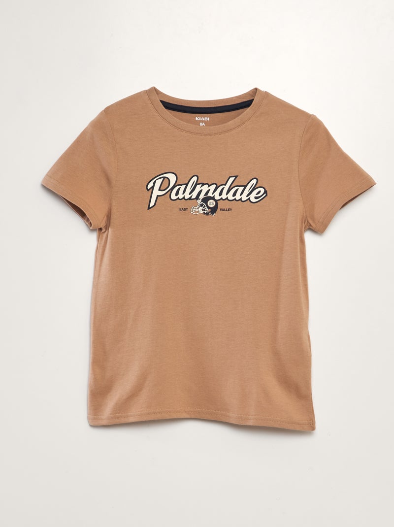 T-shirt em malha jersey com estampado CASTANHO - Kiabi