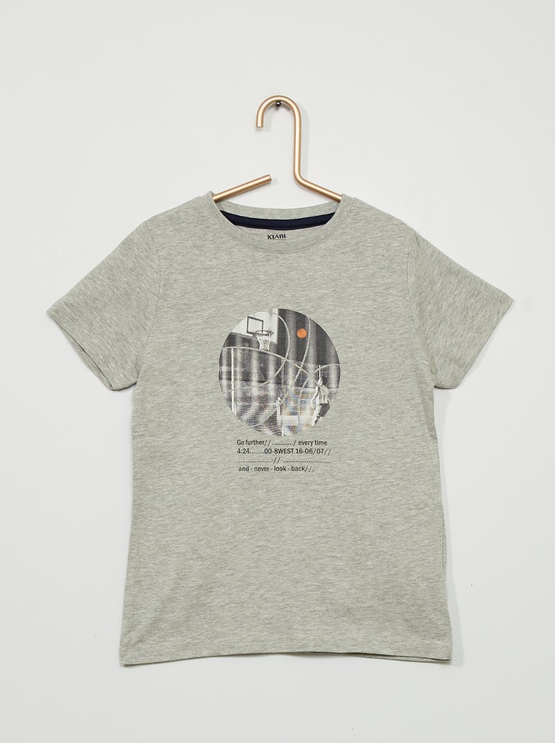 T-shirt em malha jersey com estampado CINZA - Kiabi