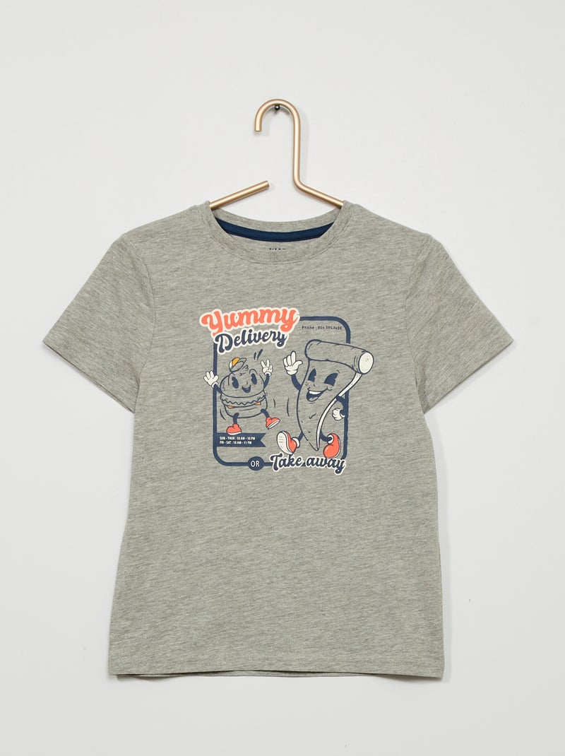 T-shirt em malha jersey com estampado CINZA - Kiabi