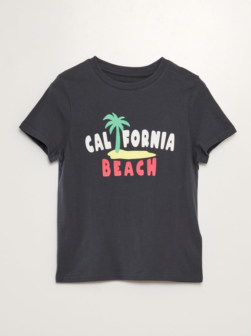 T-shirt em malha jersey com estampado PRETO - Kiabi