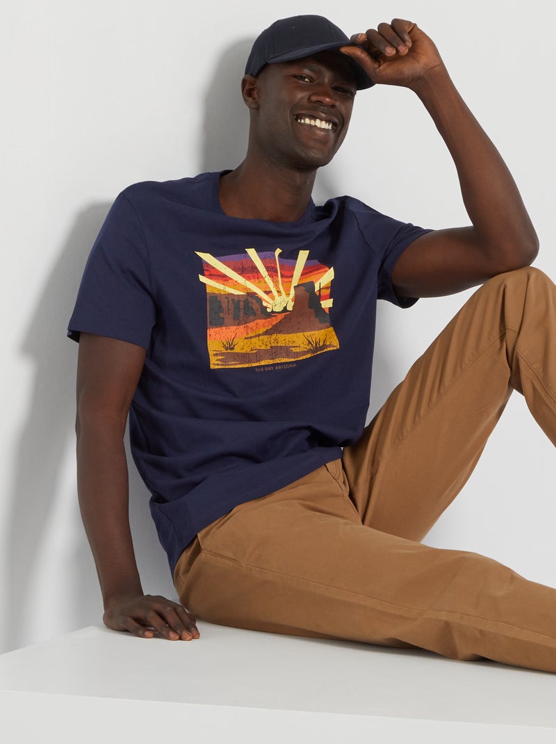 T-shirt em malha jersey com estampado PRETO - Kiabi
