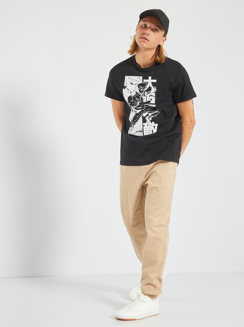T-shirt em malha jersey com estampado PRETO - Kiabi