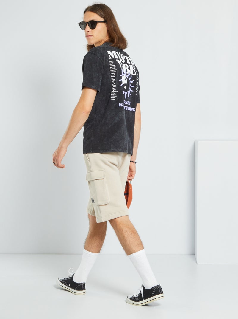 T-shirt em malha jersey com estampado PRETO - Kiabi