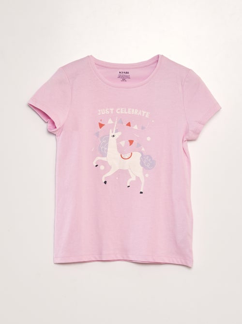 T-shirt em malha jersey com estampado - Kiabi
