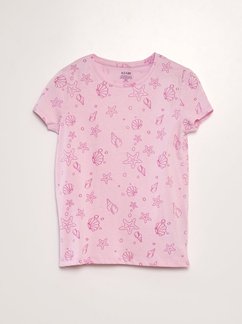 T-shirt em malha jersey com estampado ROSA - Kiabi