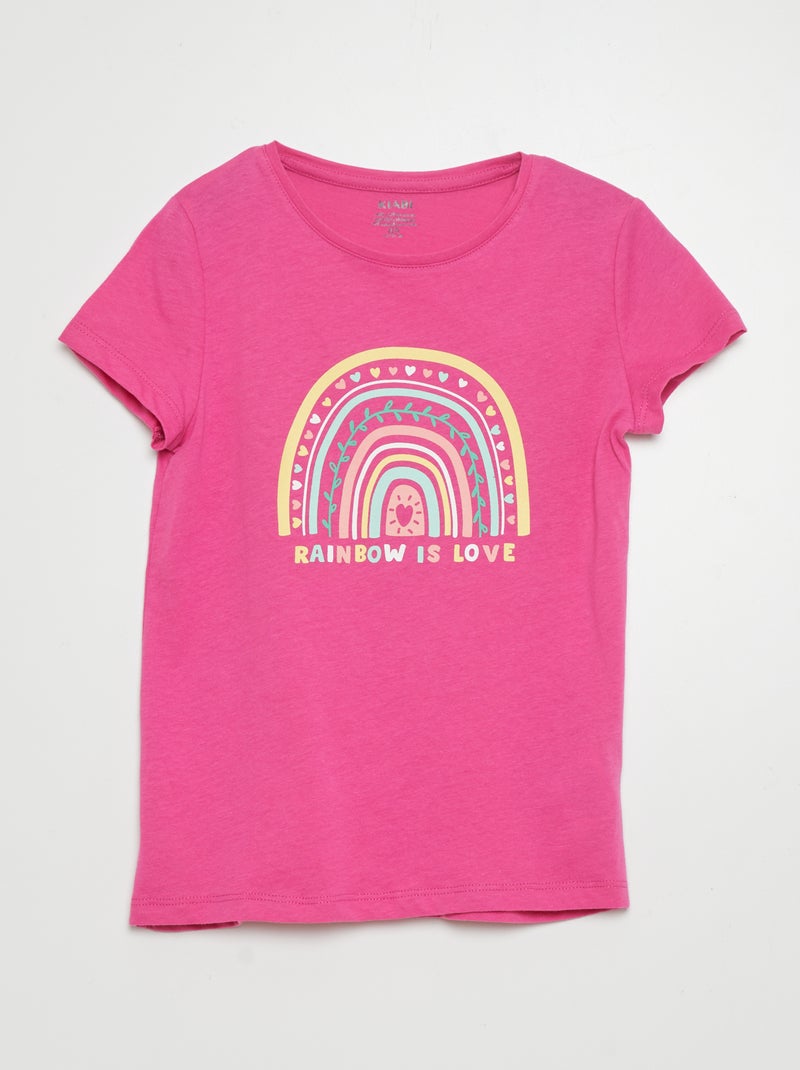 T-shirt em malha jersey com estampado ROSA - Kiabi