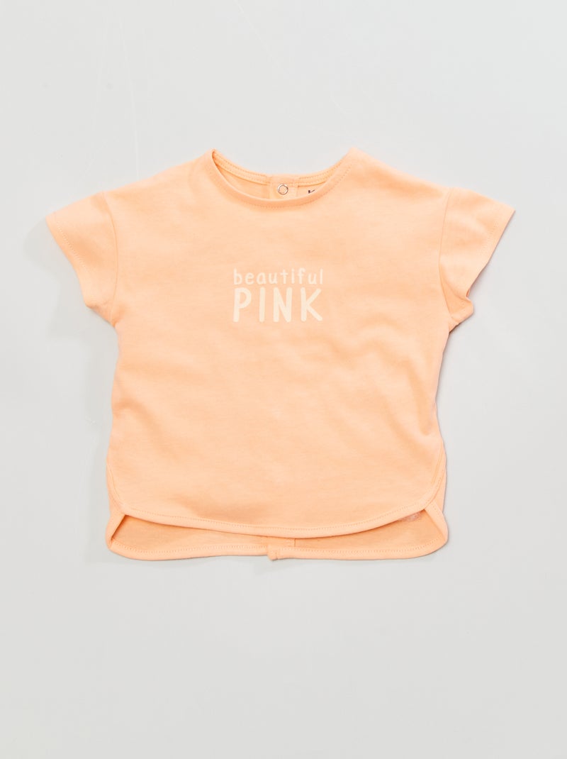 T-shirt em malha jersey com estampado ROSA - Kiabi