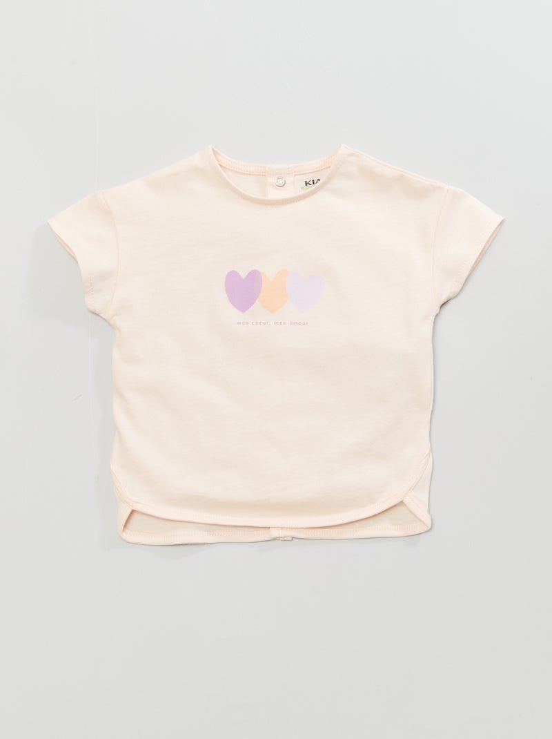 T-shirt em malha jersey com estampado ROSA - Kiabi