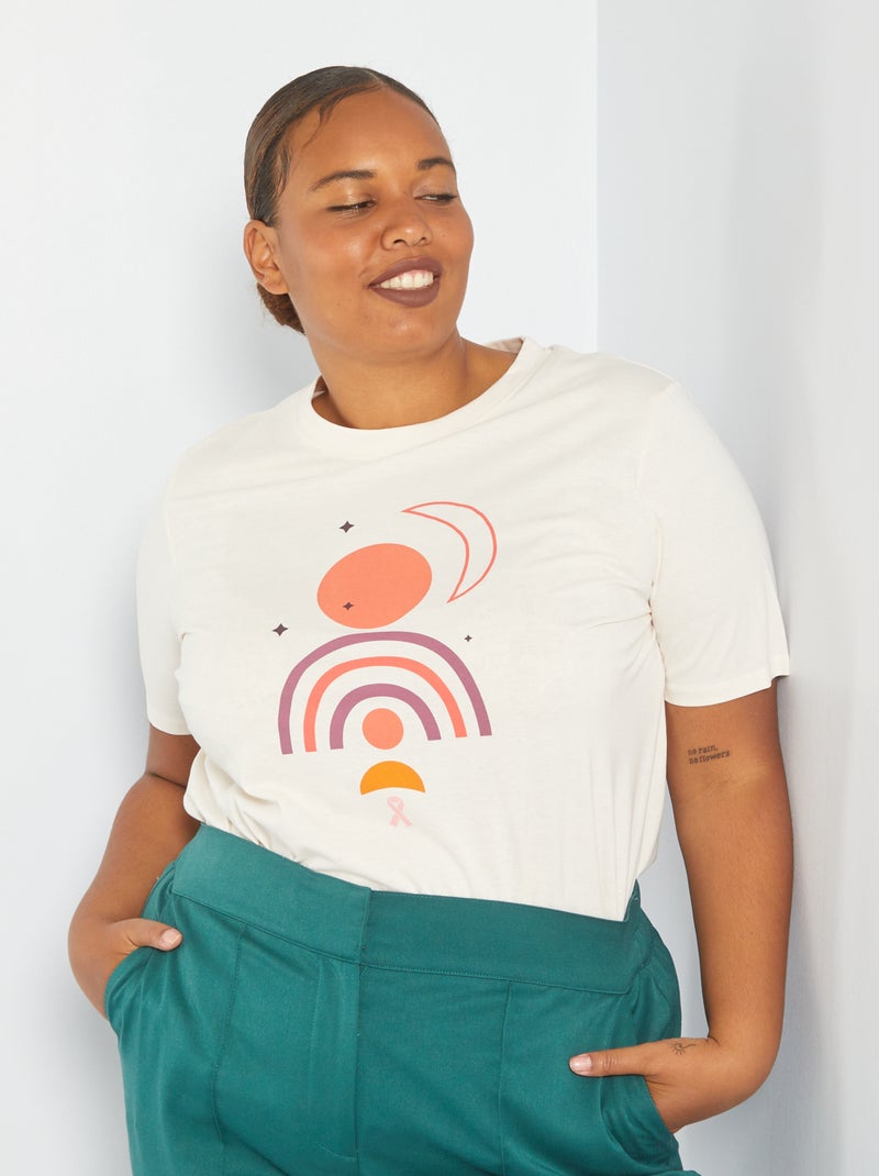 T-shirt em malha jersey com estampado ROSA - Kiabi