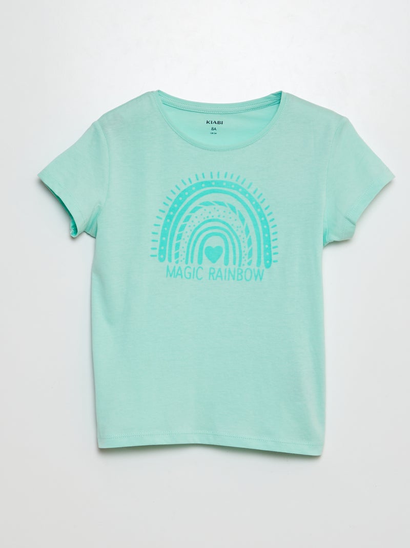 T-shirt em malha jersey com estampado VERDE - Kiabi