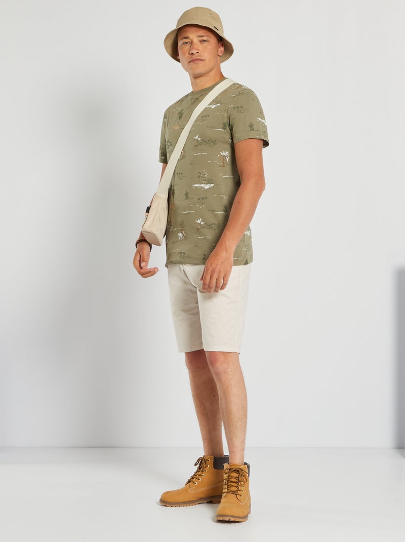 T-shirt em malha jersey com estampado VERDE - Kiabi