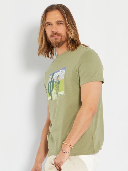 T-shirt em malha jersey com estampado - Kiabi