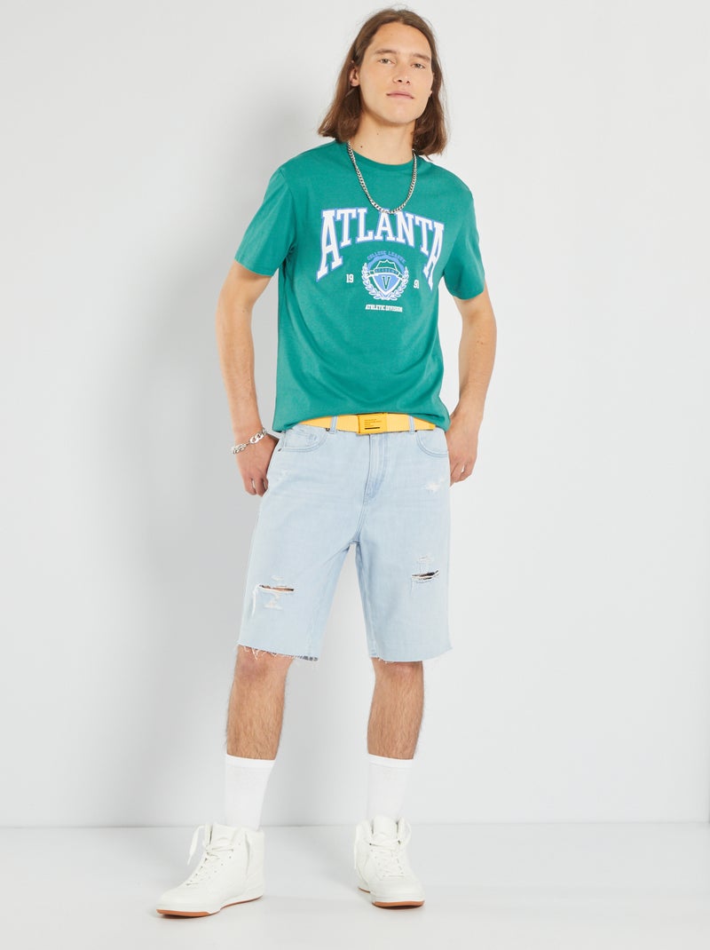 T-shirt em malha jersey com estampado VERDE - Kiabi