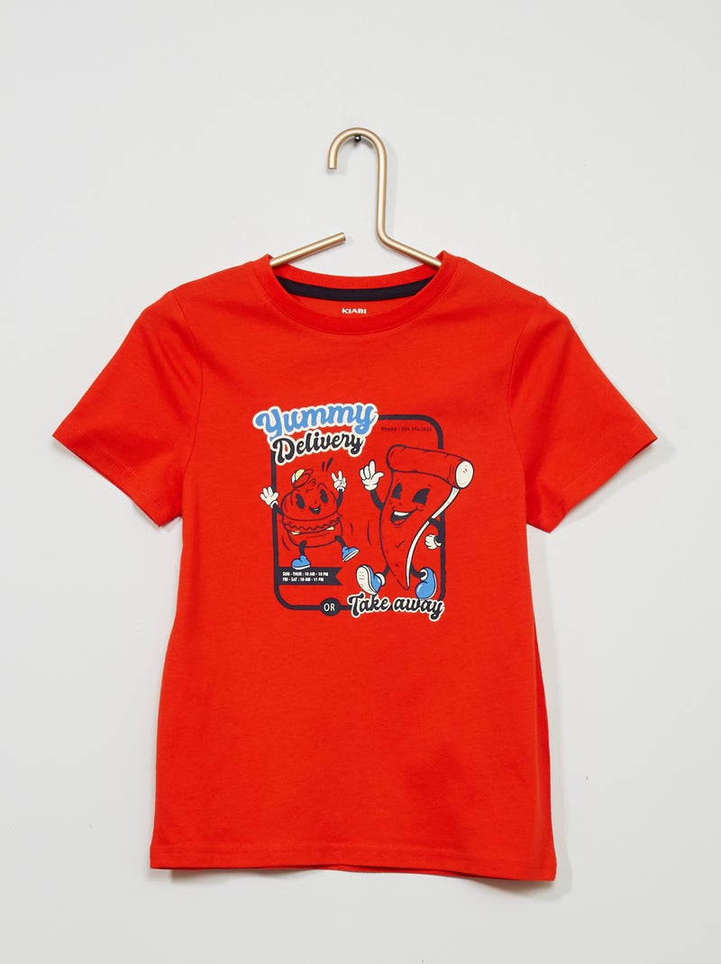 T-shirt em malha jersey com estampado VERMELHO - Kiabi