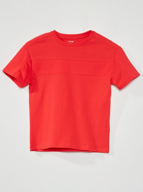T-shirt em malha jersey com nervuras - Kiabi