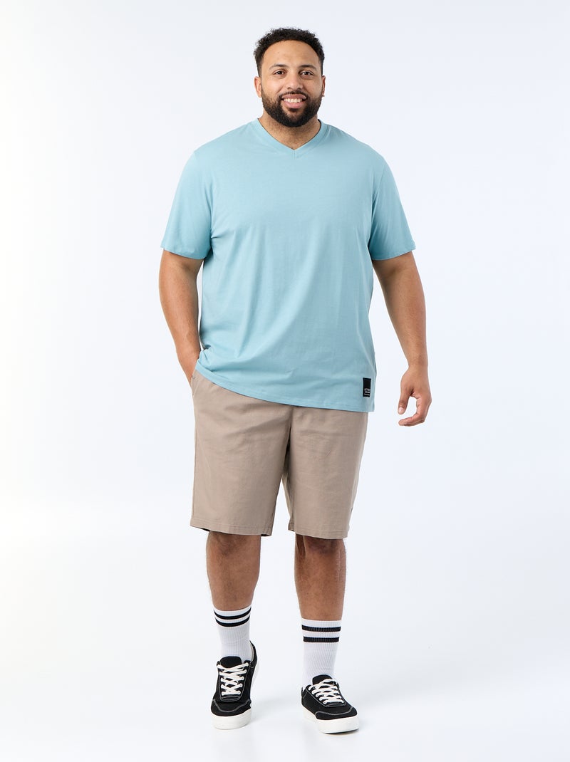 T-shirt em malha jersey de manga curta Azul - Kiabi