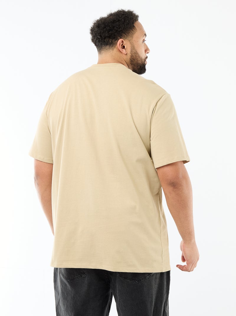 T-shirt em malha jersey de manga curta Bege - Kiabi