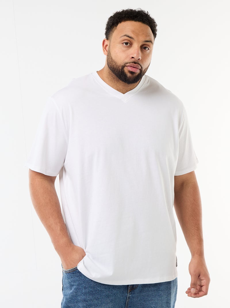 T-shirt em malha jersey de manga curta Branco - Kiabi