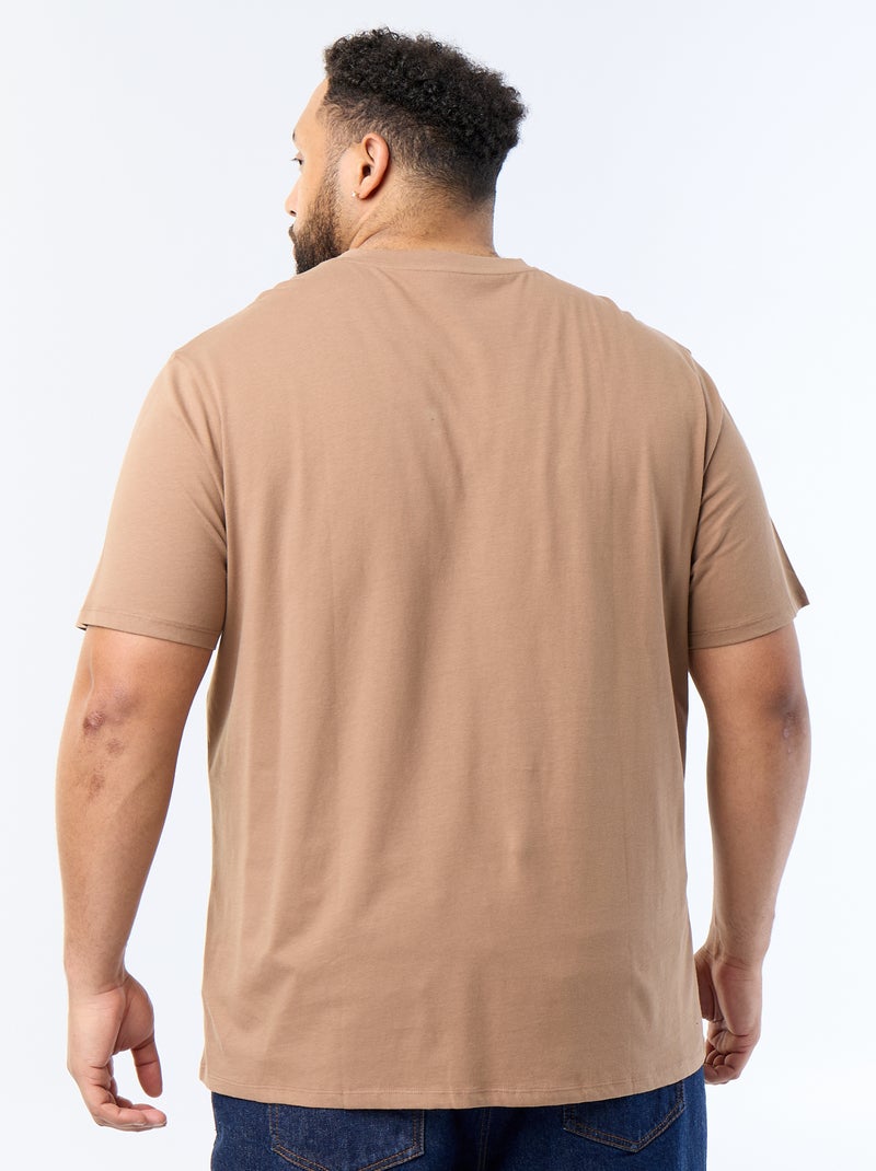 T-shirt em malha jersey de manga curta Castanho - Kiabi