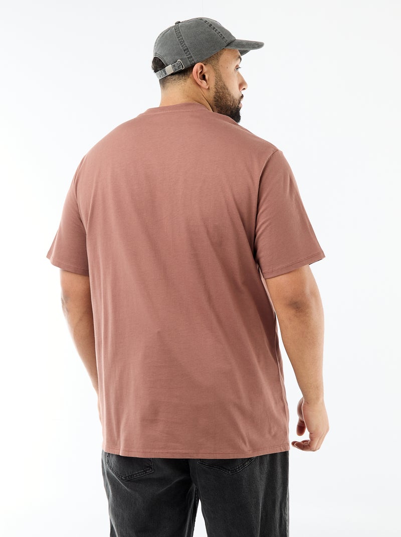 T-shirt em malha jersey de manga curta Castanho - Kiabi