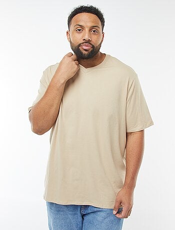 T-shirt em malha jersey de manga curta e decote em bico