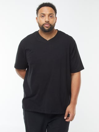 T-shirt em malha jersey de manga curta e decote em bico