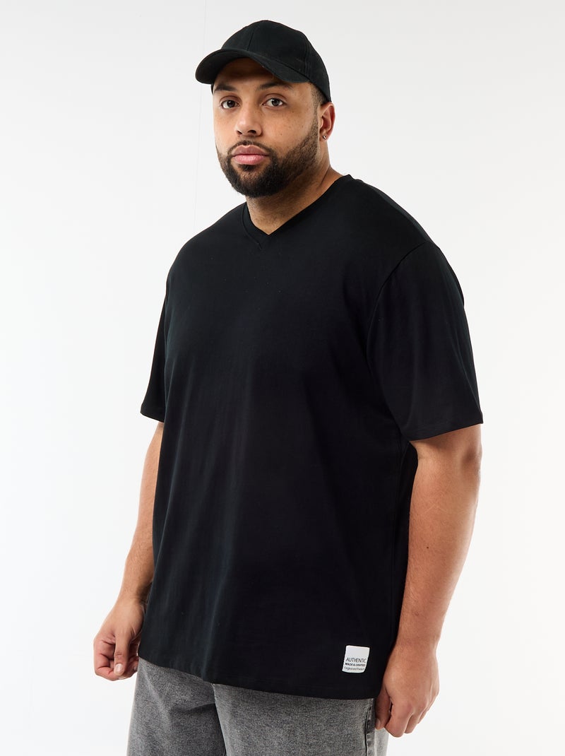 T-shirt em malha jersey de manga curta Preto - Kiabi