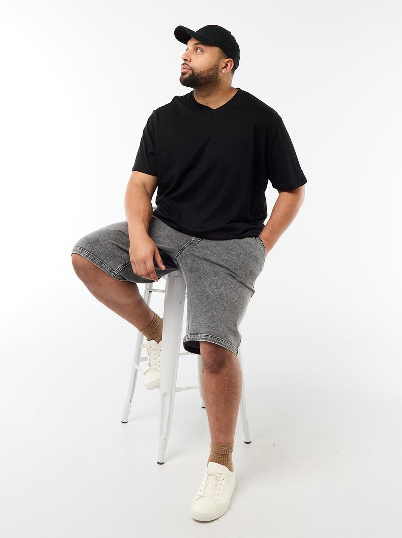 T-shirt em malha jersey de manga curta Preto - Kiabi