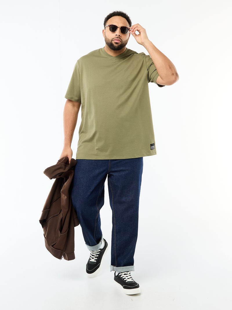T-shirt em malha jersey de manga curta Verde - Kiabi