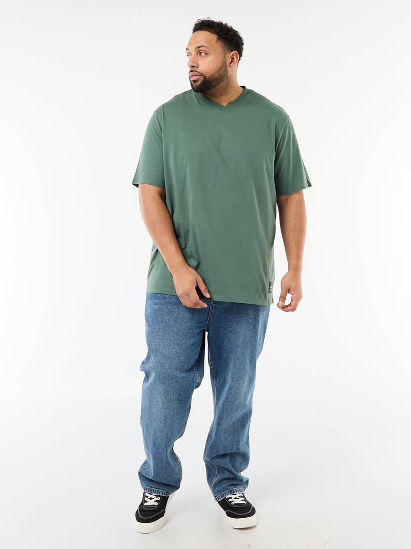 T-shirt em malha jersey de manga curta Verde - Kiabi